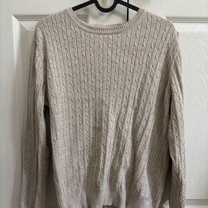 Cable Knit Oversized Light Cream Sweater | Size Large | 100% Cotton
